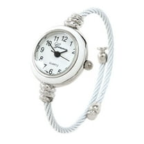 white silver geneva cable band women's small size bangle watch