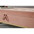 thumbnail image 4 of Modern Velvet Storage Ottoman Bench, End of Bed Bench with Metal Base, Button Tufted Upholstered Footstool for Entryway, Living Room, Bedroom, Pink, 4 of 9