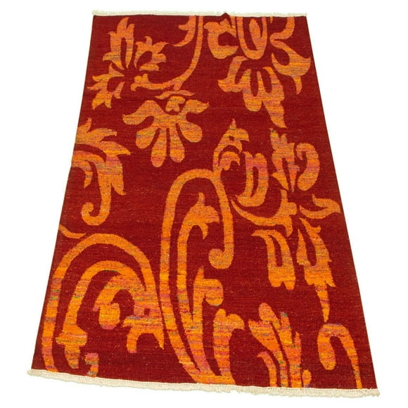 ECARPETGALLERY Tapis Fait à la Main pour Salon, Salle à Manger et Chambre à Coucher Transitionnel Collection Sari Silk 5'4" x 7'6" en Rouge