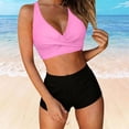 thumbnail image 4 of PWPSG Crisscross Twist High Waisted Shorts Two Piece Swimsuit Waist Cinching Shaping for Poolside Wear Pink XXL, 4 of 6