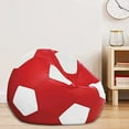 thumbnail image 2 of Ample Decor Soccer Leatherette Bean Bag Cover (Filler Not Included), Double Stitched, Ideal for Children and Teenagers - Red & White, 2 of 6
