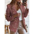 thumbnail image 3 of Womens Double Breasted Tweed Blazers Casual Long Sleeve Open Front Blazer Jackets Work Suits, 3 of 5