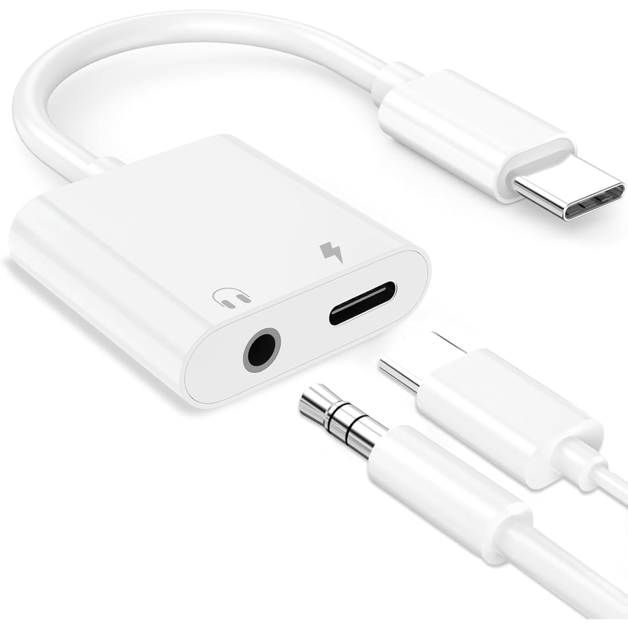 USB C to 3.5mm Jack Adapter with 60W Fast Charging, Type C Headphone Adapter Compatible with iPhone 17 /iPhone 16/15 Pro Max/15 Pro/15 Samsung Galaxy S24/S23/S22/S21 Ultra iPad Pro