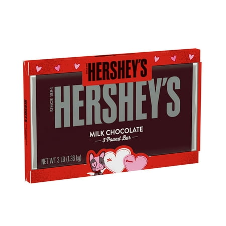 HERSHEY'S, Milk Chocolate Candy Bar, Valentine's Day, 3 lb, Bulk Gift Box
