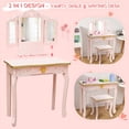 thumbnail image 3 of SESSLIFE Kids Princess Vanity Table and Chair Set, Kids Vanity Set with Mirror, Pink Makeup Dressing Table for Girls Age 4-9, 3 of 10