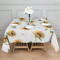 thumbnail image 3 of White Daisy Green Leaf Sunflower Pattern Square Tablecloth,Waterproof Square Table Cover,Wipeable Spillproof Washable Table Cover for Home Kitchen Party Decor 60"x60"(152x152cm), 3 of 6