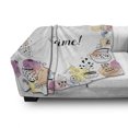 thumbnail image 3 of Tea Party Soft Flannel Fleece Throw Blanket, Doodle Style Frame with Tea Time Retro Lettering Cups Sweets Colorful Dots, Cozy Plush for Indoor and Outdoor Use, 60" x 80", Multicolor, by Ambesonne, 3 of 6
