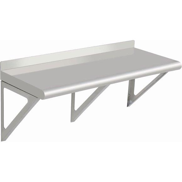 Zzistar Estantes de Pared de Acero Inoxidable de Alta Resistencia, Estantes Flotantes de Grado Comercial con Acabado Cepillado, Soporte Triangular E Instalación sin Herramientas para Cocina, Garaje,