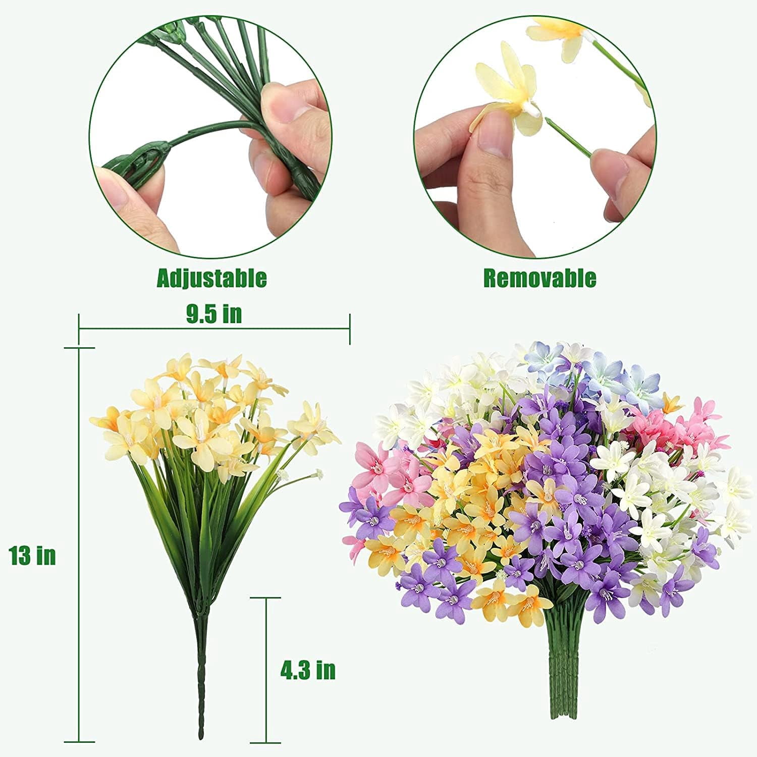 20 Bundles Artificial Flowers Outdoor UV Resistant Fake Silk Plants Plastic Faux Shrubs Indoor Outside Front Porch Window Box Garden Home Hanging Planter Decoration (Mixed)