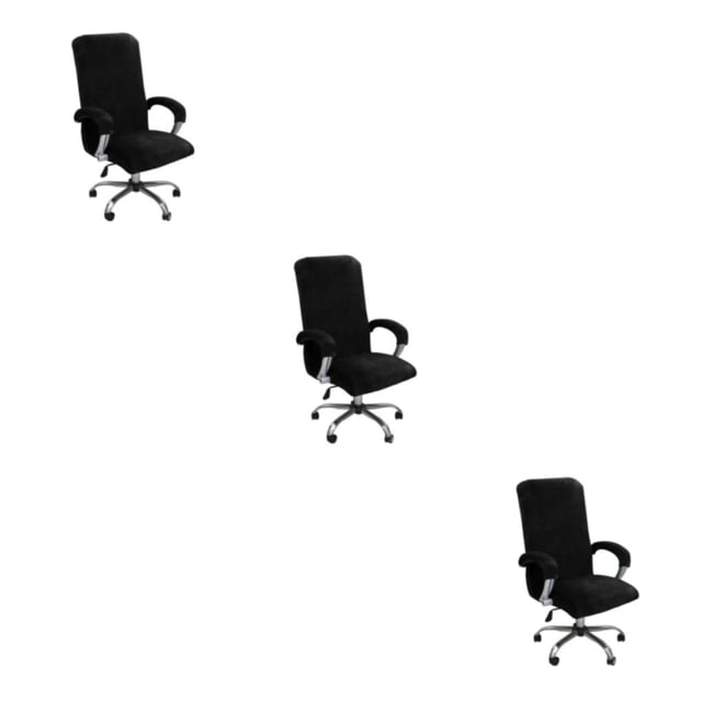 Maytalsory 3piece Chair Cover For Computer Chair Chair Daily Wear And Tear Thickening And Plushing Chair Covers black XL 3Set