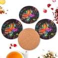 thumbnail image 6 of Butterfly Tie Dye Drinks Coasters, Non-Scratch Cork Base Round Cups Mats for for Wooden Coffee Table, Cool Housewarming Gift for Home Decor, 6 of 7