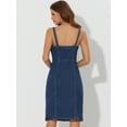 thumbnail image 3 of DARING DIVA Button Down Denim Sleeveless Sweetheart Neck Jean Dresses XS Dark Blue, 3 of 6