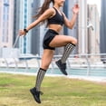 thumbnail image 6 of Lsque Black Plaid Heart Pattern Sport Compression Socks for Men & Women 15-20 mmHg Knee High Nurse Pregnant Running Medical and Travel Athletic, 6 of 6