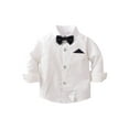 thumbnail image 4 of WESIDOM Toddler Boy Clothes Formal Suits Shirt Bowtie Suspender Pants Outfit 3PCS 1-5T Cotton Fabric, 4 of 12