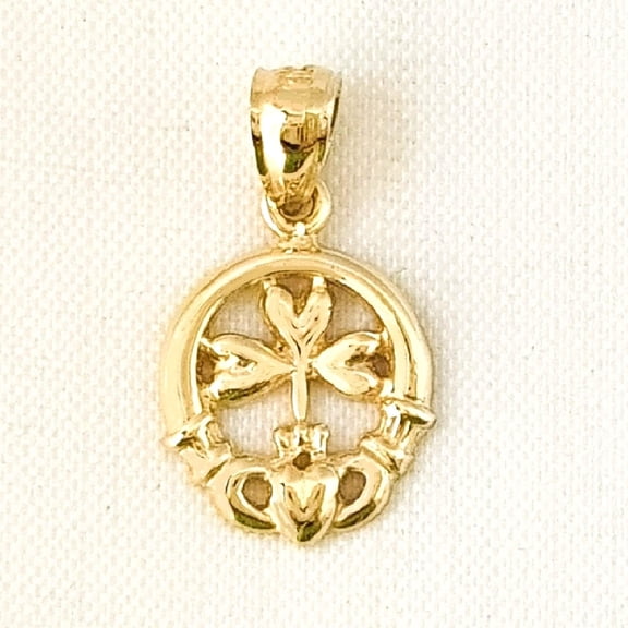 14k Yellow Gold Irish Claddagh Pendant