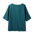 thumbnail image 3 of WCJM Shirtsficerd Women's V Neck T Shirts, Cotton Summer Casual Short Women's Short Sleeve T-Shirt Loose Button Shirt Top Stand Solid Color Sleeve Collar Casual Women's Shirt Women's Shirt, 3 of 7