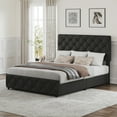 thumbnail image 6 of Upholstered Queen Platform Bed Frame with 4 Storage Drawers Adjustable Headboard, PU Leather Platform Storage Bedframe with Button Tufted, Wooden Slats Support, No Box Spring Needed, Noise-Free, 6 of 7