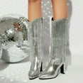 thumbnail image 2 of Fashionable Women's Mid-Calf Boots with Glittery Pointed Toe and Heel Featuring Fringe Tassel Design for Ladies, 2 of 6