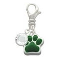 thumbnail image 2 of Delight Jewelry Silvertone Small Green Paw - Silvertone Clip on Charm with Clear Crystal Drop, 2 of 4