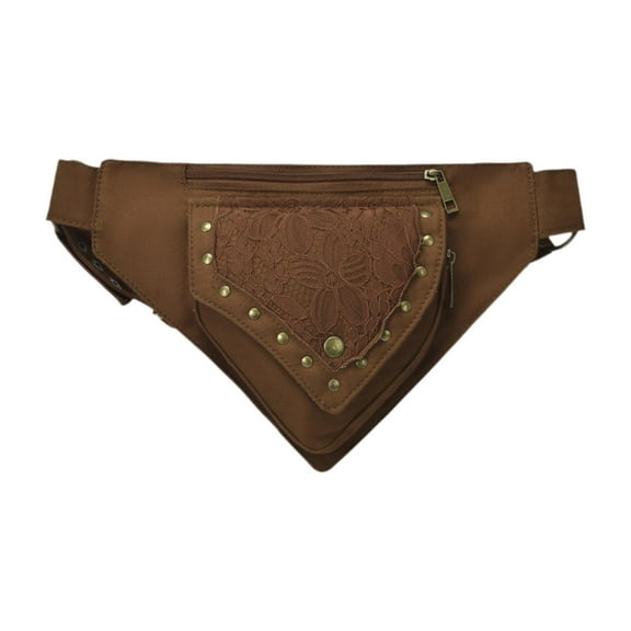 yuksok Hip Belt Waist Bag Thigh Drop Leg Bag Vintage Wallet Purse Fanny Pack Crossbody Bag for Carnival Holiday Party Festival Brown