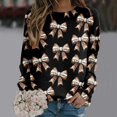 thumbnail image 2 of Fshinging Women Oversized Sweatshirt Hoodies Full Bow Print Long Sleeve Crewneck Casual Ladies Pullover Tops, 2 of 4