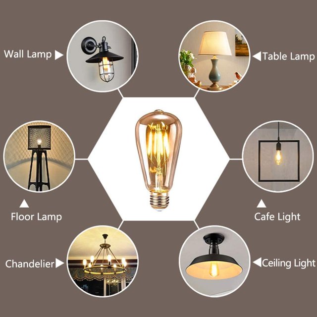 Bombilla Edison Vintage, Bombilla LED Retro E27 ST64 Bombilla Edison LED 4W Filamento Bombillas Antiguas Lámpara Blanca Caliente Decorativa Ideal para Hogar, Bares, Café, Restaurante-1 Paquete XianweiShao 1327533262194