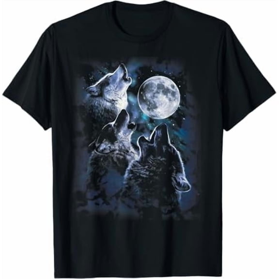 Greenink Greenink Three Wolves Howling at The Moon T-Shirt Wildlife Wolves Lovers Unisex Men Women T Shirt