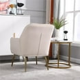 thumbnail image 6 of Ouyessir Velvet Living Room Chair, Gold Metal Legs Accent Chair,Upholstered Tufted Modern Armchair, for Reading or Lounging (A,Beige), 6 of 6