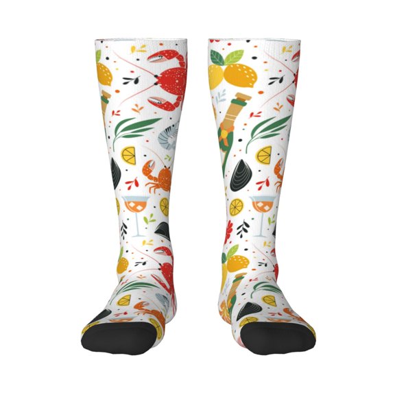 Logiee Crabs Shrimps Print Gift Stocking Stuffers,Adult Stockings,Novelty Socks,Funny Socks Birthday Running Walking Sleeping