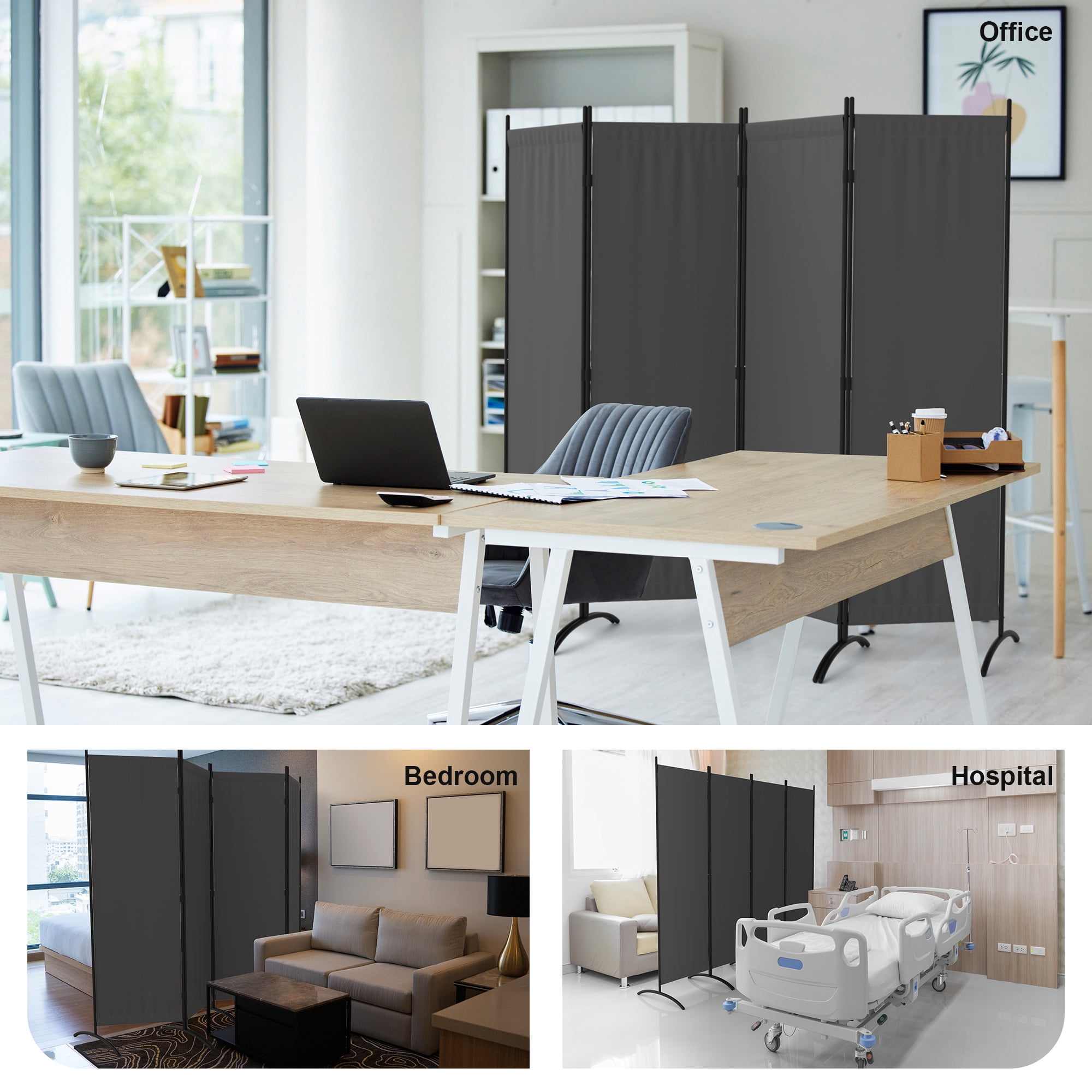 Room Divider 7FT Portable Room Dividers And Folding Privacy Screens, 89'' W Fabric Divider For Room Separation, 4 Panel Partition Room Dividers Freestanding Wall Divider Screen For Dorm Studio Office