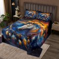 thumbnail image 2 of Unicorn Ensemble de Courtepointe Attrape-Rêves, Ensemble de Couvre-Lit Galaxie Spatiale Simple, Animaux Cheval de Rêve Matelassés, Décoration Bohème Exotique, 2 of 5