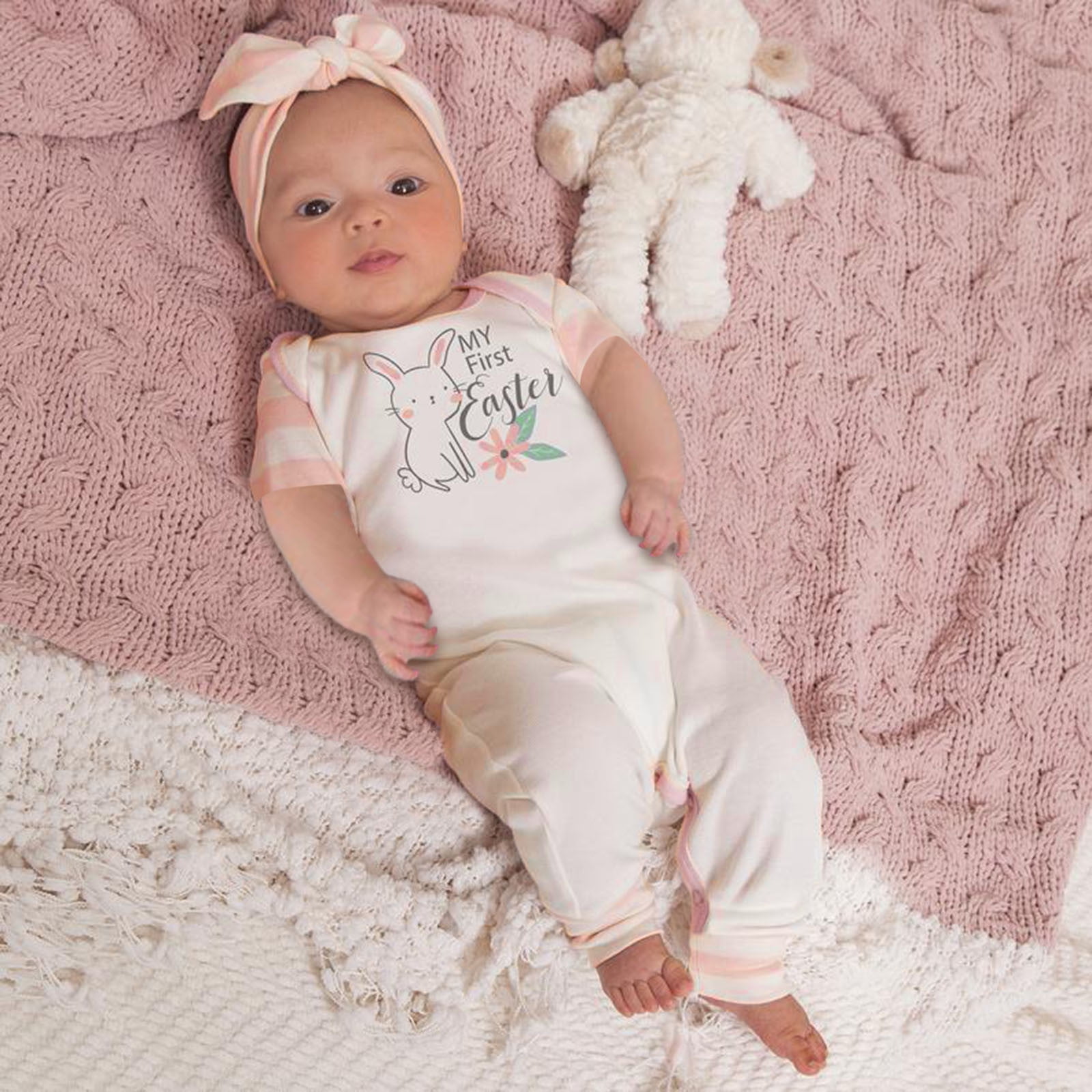 Baby girl skirt Child dress Newborn Infant Baby Easter Patchwork Striped Bunny Print Romper Jumpsuit Set CHMORA - Walmart.com