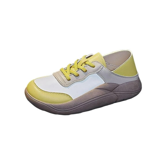 Zapatillas de deporte informales para mujer, zapatillas de deporte con , zapatillas de tenis ligeras de fondo grueso para correr, trabajar, Amarillo Sunnimix Zapatillas de mujer con plataforma
