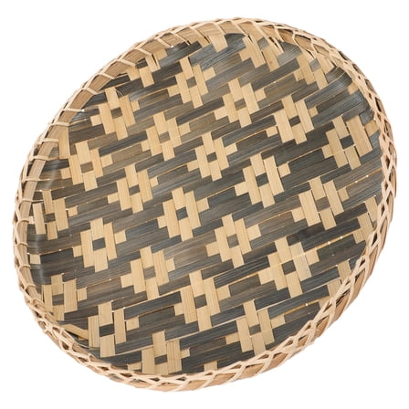 PAMINGONO 1Pcs Round Woven Bamboo Tray Storage Baskets for Wall Decoration