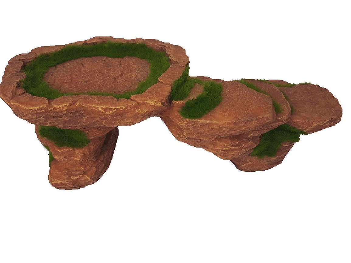 Large Rock with Moss, Artificial Bridge Aquarium Ornament Perfect for Reptile or Tropical Fish Tanks