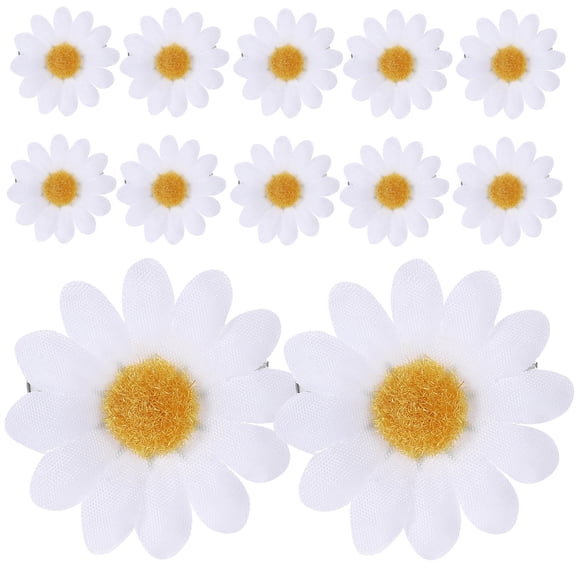 HONMEET 12-Pack White Daisy Flower Hair Clips Set, Decorative Barrettes for Women and Girls, Stylish Hair Accessories