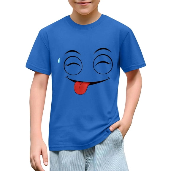 JOANKDMI Short Sleeve Graphic Tee Shirts Boys Girls 7-8 Cute Novelty Humor Casual Crew Neck Tops Summer Playwear Clothes Everyday Outfit Active Wear Breathable
