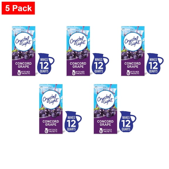Crystal Light Zero Sugar Concord Grape Drink Mix Packets 6 ct - 5 Pack