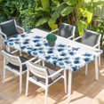 thumbnail image 2 of Navy Blue Floral Table Cloths for 4 Foot Rectangle Tables, Spring Flowers Butterflies Watercolor Patio Waterproof Elastic Fitted Tablecloths, Washable Rectangular Table Cover for Camping, 2 of 8