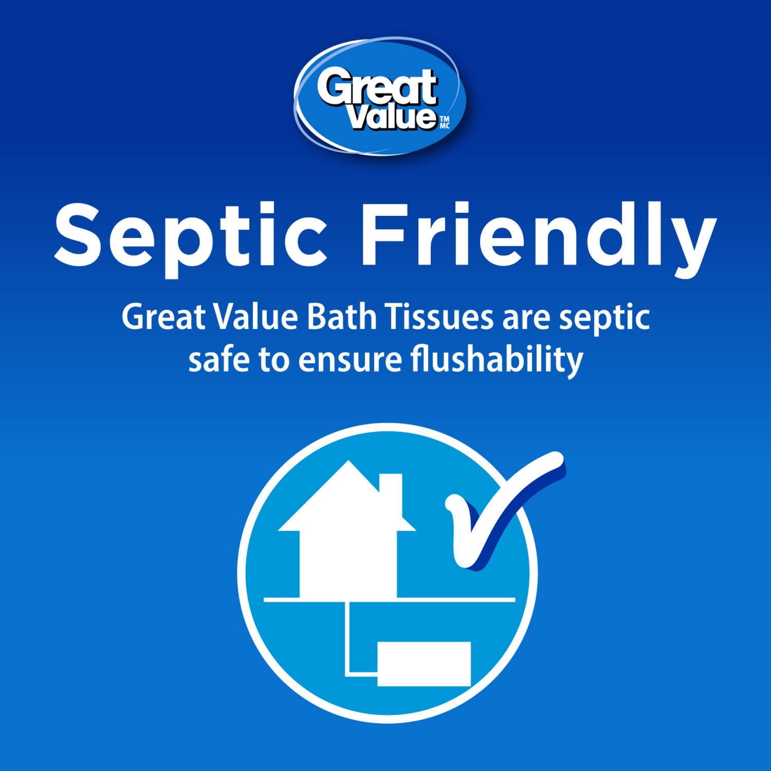 Great Value, Septic Safe Toilet Paper, 30 Family Equal 100 Rolls, 404 tissues per roll