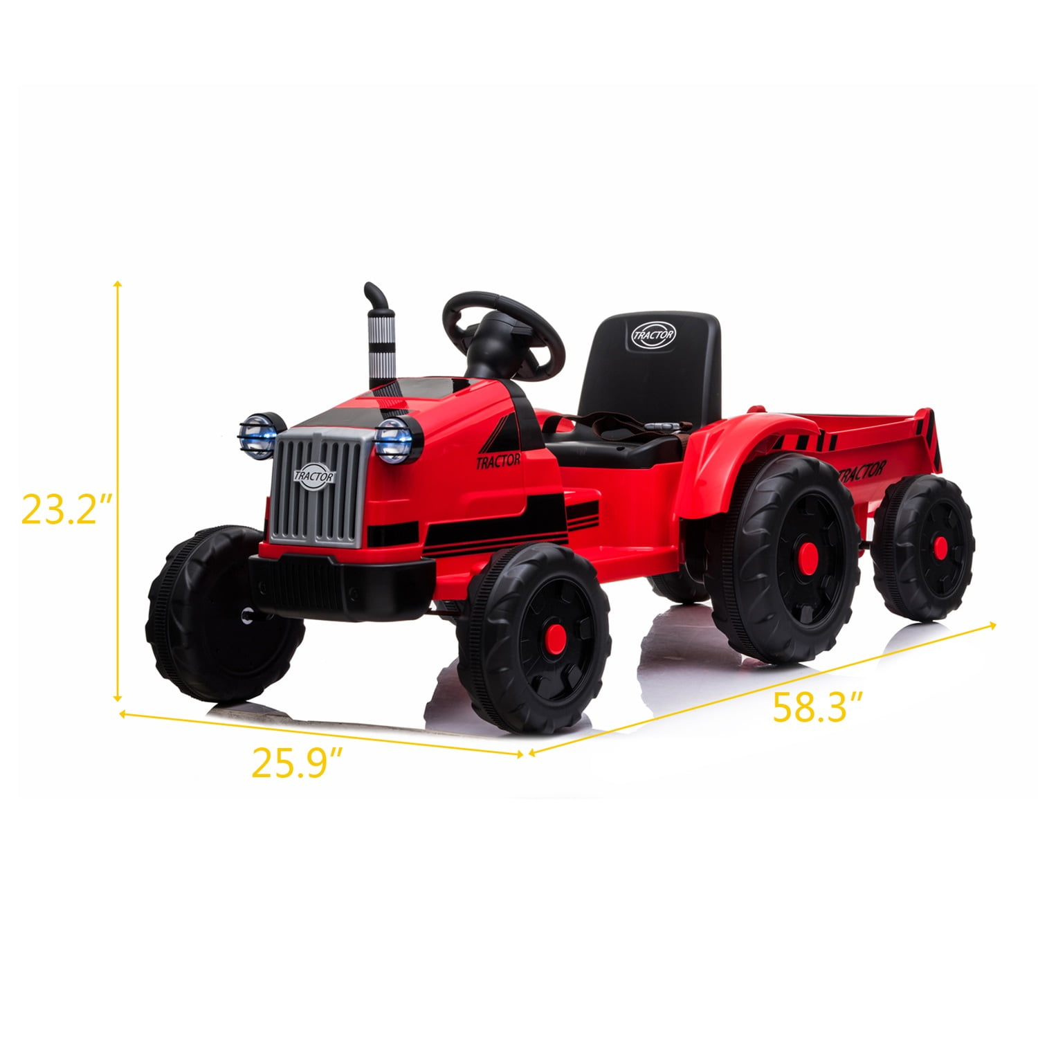 Lowestbest Ride on Toys Tractor with Trailer, 3-Gear-Shift Ground Loader for Kid, Red Lowestbest Ride on Toys Tractor with Trailer, 3-Gear-Shift Ground Loader for Kid, Red