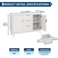 thumbnail image 2 of Juiluna Fluted Buffet Storage Cabinet, 47.2in Large Coffee Bar Kitchen Sideboard Cupboard with 3 Drawers 2 Doors for Living Room Entryway, Oak/White, 2 of 8