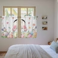 thumbnail image 3 of Easter Kitchen Curtain for Berdoom Living Room Cafe 45 Inch Length, Spring Rabbit Feet Eggs Botanical Blooms Flowers Tiers Curtains Light Filtering Drapes Window Treatment 2 Panels 52"Wx45"L, 3 of 8