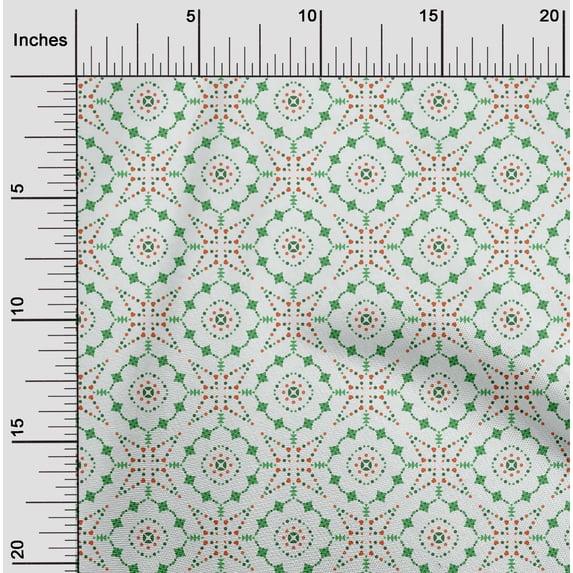 oneOone Silk Tabby Green Fabric Dot|Heart & Shapes Geometric Diy Clothing Quilting Fabric Print Fabric By Yard 42 Inch Wide