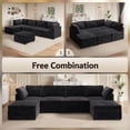 thumbnail image 3 of Vcatnet 130.7" Modular Sectional Sofa Couch Corduroy L Shaped Oversized Modern Minimalist Couch with Deep Seat and Ottoman for Living Room, 4 Seat, Black, 3 of 10
