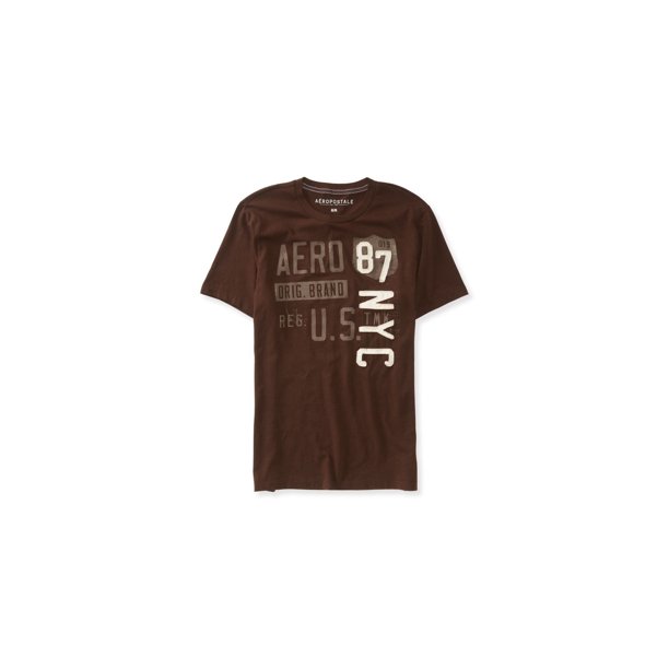 Aeropostale Hombre Orig. Camiseta gráfica Brand, marrón, mediana Aeropostale Camiseta gráfica