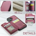 thumbnail image 5 of Mantto Case for iPhone 16 with Card Holder, Retro PU Leather RFID Blocking Credit Card Slots Double Magnetic Clasp Flip Kickstand Shockproof Phone Cover for iPhone 16,Winered, 5 of 9