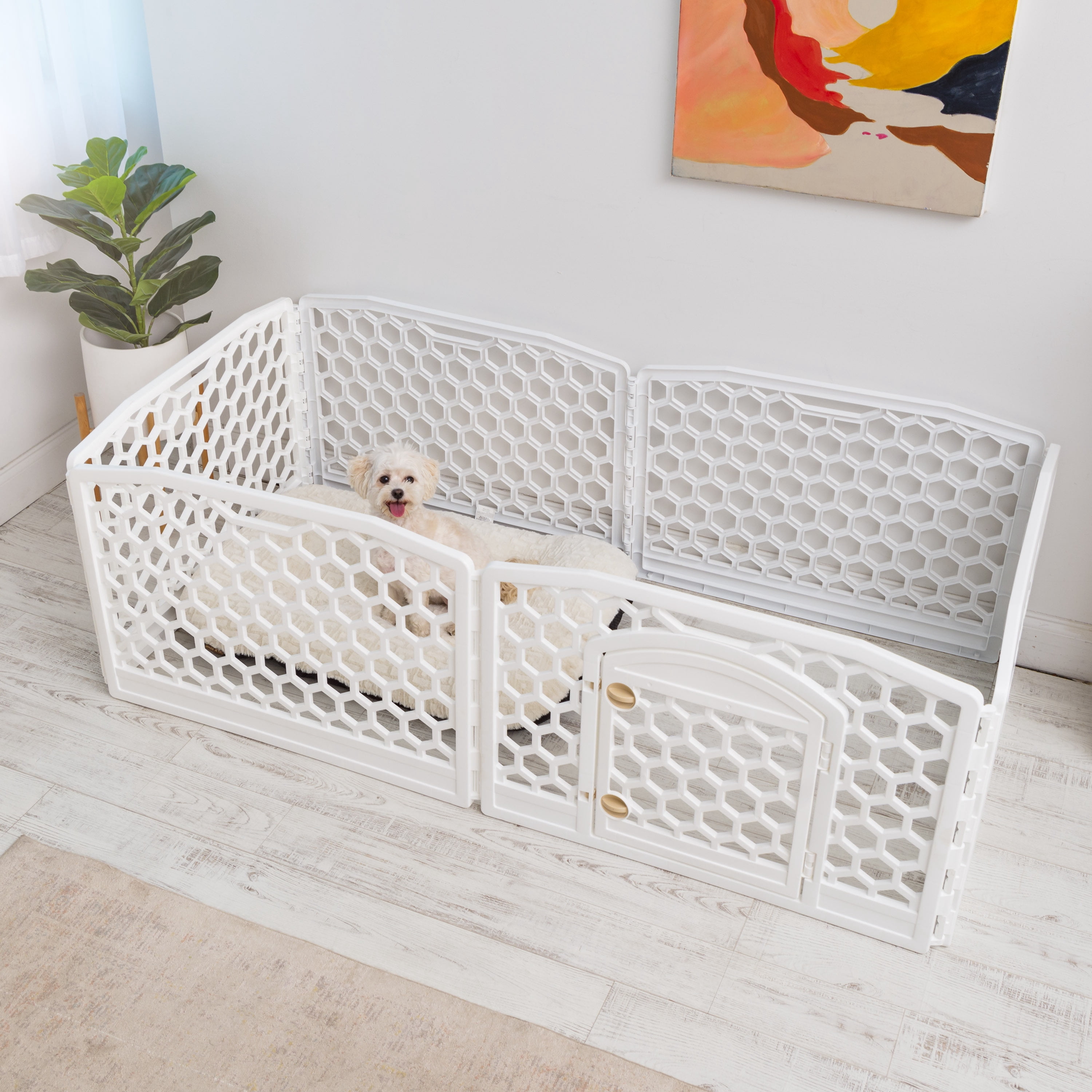 IRIS, Dog Exercise Playpen, White, 24-in, 6-Panel