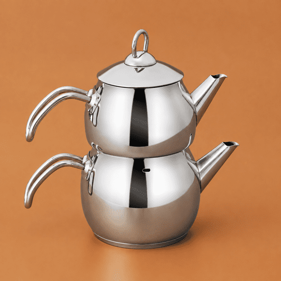 Adelya Stainless Steel Induction Teapot Set With 0.65l & 1.1l Tea Kettle Traditional Brewing System Dishwasher Safe