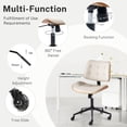 thumbnail image 5 of Armless Office Chair with Wheels, Modern PU Leather Desk Chair with Adjustable Height and 360° Swivel, Walnut Mid-Back Computer Task Chairs for Home, Office, Reading Meeting Room, Beige, 5 of 7